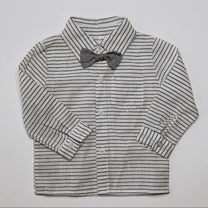 Button Up Shirt W/ attached Bow Tie